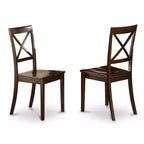 Tavolo da pranzo HomeStock a 5 pezzi, piano in legno massello con finitura cappuccino e 4 sedie