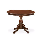 Tavolo da pranzo rotondo a 5 pezzi con piano in legno massello finitura mogano e 4 sedie Parson con