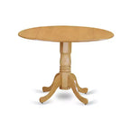 Set da pranzo con tavolo rotondo - Tavolo da 42 pollici con 2 sedie - Sedili in tessuto di lino - Gambe con finitura in rovere