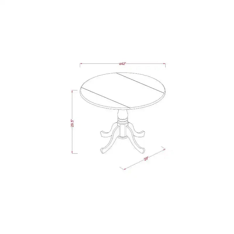Tavolo da pranzo HomeStock a 5 pezzi con piano rotondo in legno massello con finitura color latticello e ciliegio e 4 sedie