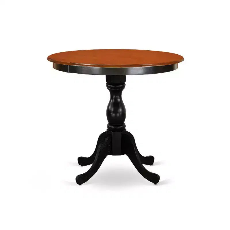 Set da Pranzo Moderno 3 Pezzi - Tavolo Rotondo in Legno e 2 Sedie Mid Century - Finitura Nera