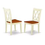 HomeStock, tavolo da pranzo ovale in 5 pezzi con finitura color latticello e ciliegio, piano in legno massello e 4 sedie con schienale a croce
