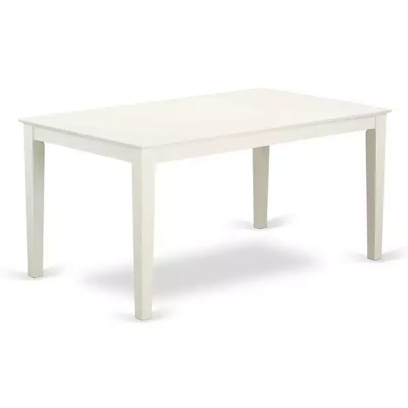 HomeStock Set 5 Pezzi Tavolo da Pranzo Rettangolare Finitura Lino Bianco con Piano in Legno Massello, 2 Panche, 2 Sedie