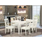 Set da pranzo di metà secolo - Tavolo rettangolare 7 pz e 6 sedie - Finitura bianca