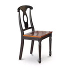 Tavolo da pranzo HomeStock a 6 pezzi, quadrato, con piano in legno massiccio finitura nera e ciliegio, con 1 panca e 4 sedie