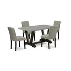 HomeStock 5-Pc Rectangle Natural Oak Finish Solid Wood Top Dining table with 4 Chairs