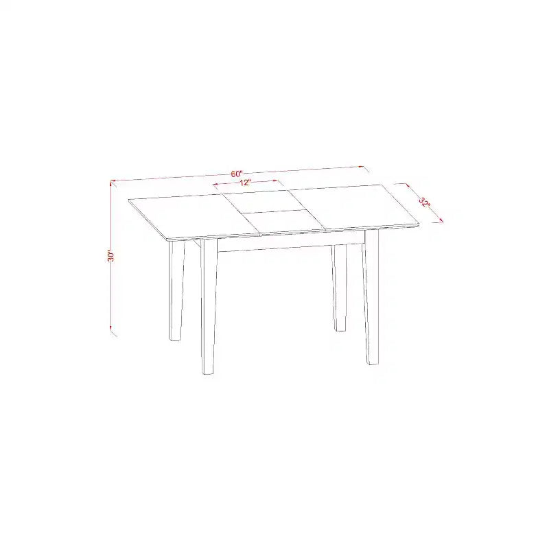 Set da pranzo da 5 pezzi per 4 persone, tavolo da cucina rettangolare con allunga a farfalla e 4 sedie, finitura mogano, 32x60 pollici