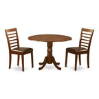 Dinette Set 5 Piece Round Table & Chairs - Kitchen Dining Room Set Mahogany Finish
