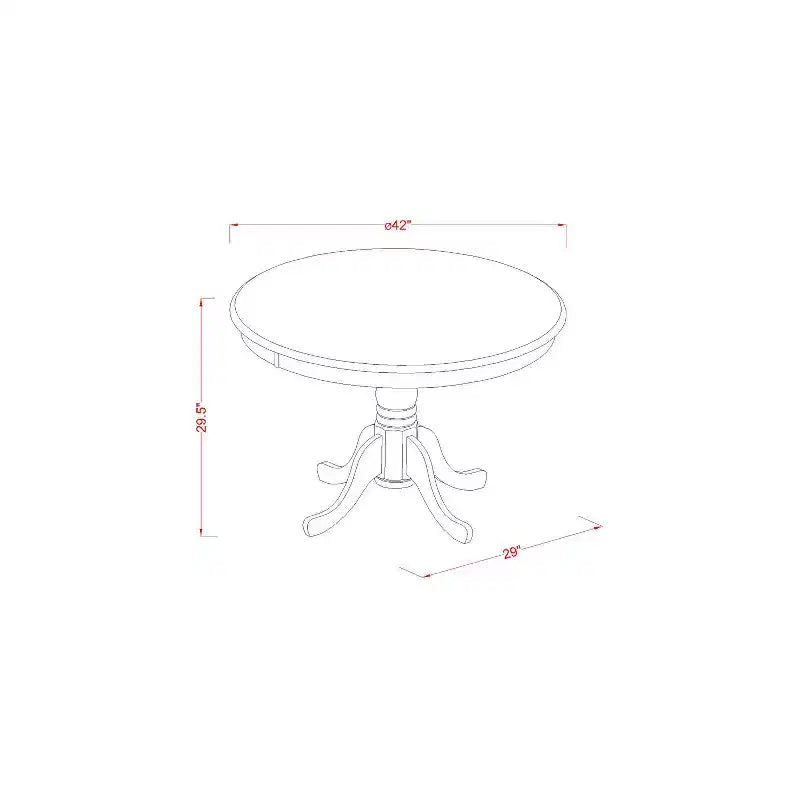 Set da Pranzo 5 Pezzi - Tavolo Rotondo e 4 Sedie - Seduta in Legno - Finitura Mogano - HomeStock