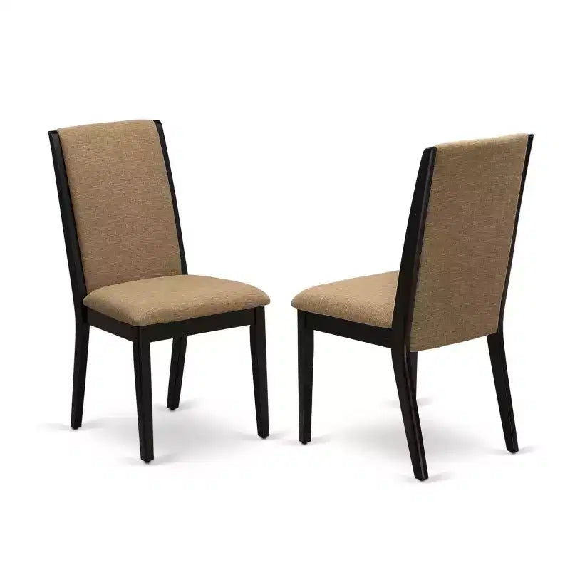 Tavolo da pranzo HomeStock in 7 pezzi con piano in legno massello finitura rovere naturale e 6 sedie Parson