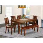 Set da cucina Asian Fusion - Tavolo da pranzo con 4 sedie e panca - Mobili moderni per sala da pranzo