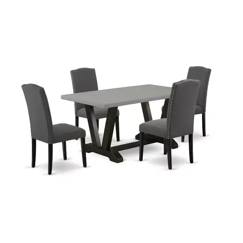 5-Piece Rectangle Natural Oak Finish Solid Wood Top Dining table with 4 Chairs with