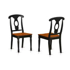 HomeStock Tavolo da pranzo con piano in legno massello nero e ciliegio a 7 pezzi con 6 sedie
