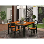 HomeStock tavolo quadrato da pranzo da 5 pezzi con piano in legno massello e finitura nera e ciliegio, con 4 sedie