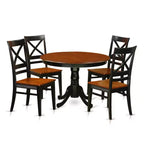 5 Piece Dining Set - Round Kitchen Table & 4 Chairs - Black Cherry Finish - 42 Inch Table