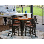 Set da pranzo altezza bancone - Tavolo e 4 sedie - Set cucina - Design moderno - Finitura nero e ciliegio