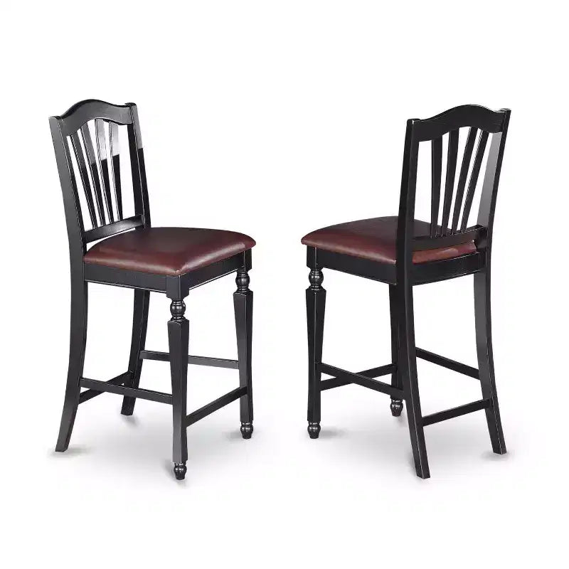 Set da pranzo altezza bancone - Tavolo e 4 sedie - Set cucina - Design moderno - Finitura nero e ciliegio