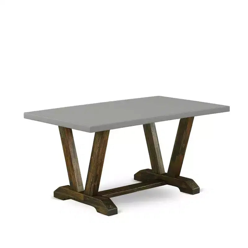 HomeStock Tavolo da Pranzo con 6 Sedie Parson, 7 Pezzi, in Legno Massello Finitura Jacobean Invecchiato