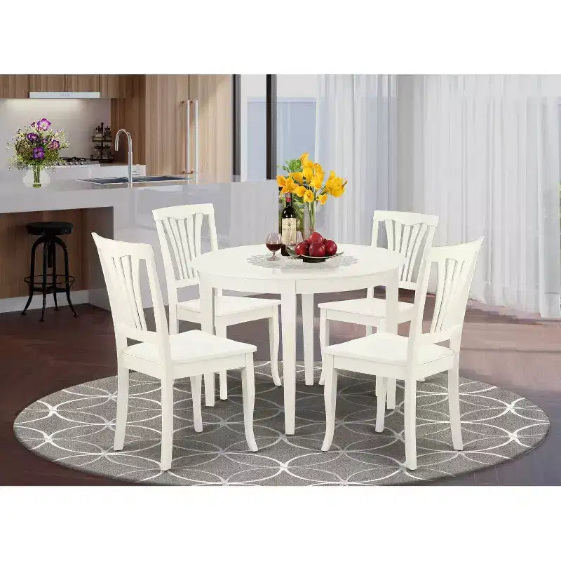 Set da pranzo rotondo retrò 5 pezzi - Tavolo da 42 pollici e 4 sedie - Mobili da cucina in stile rinascimentale