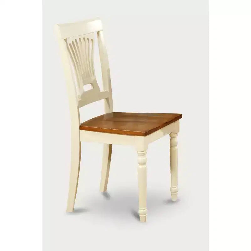 HomeStock Tavolo da pranzo rettangolare a 7 pezzi in legno massello con finitura Buttermilk e Cherry con 6 sedie