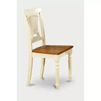HomeStock Tavolo da pranzo rettangolare a 7 pezzi in legno massello con finitura Buttermilk e Cherry con 6 sedie