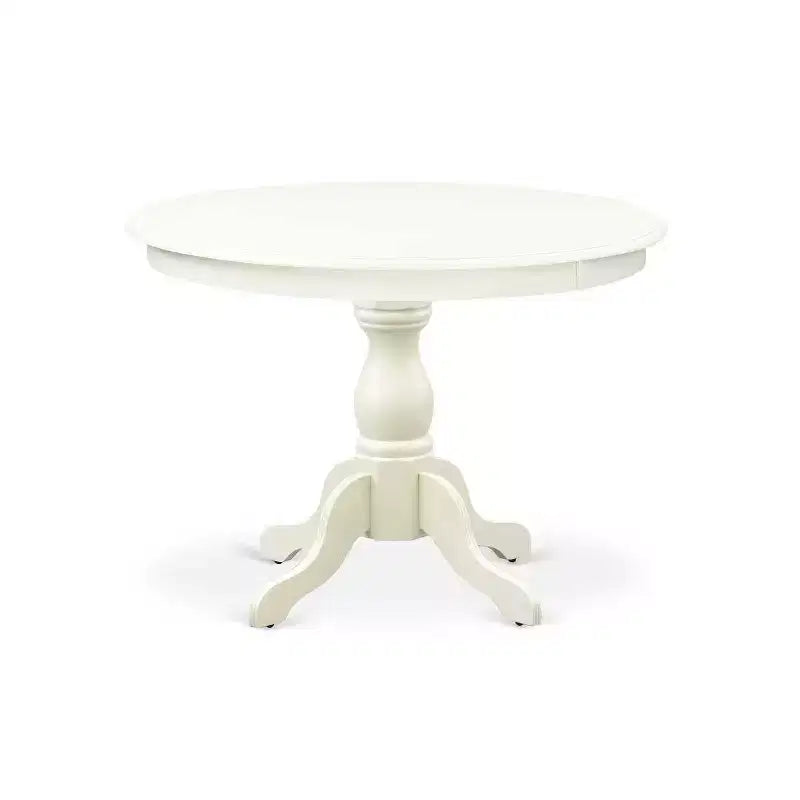 HomeStock Set tavolo da pranzo 5 pezzi in legno massello con finitura in lino bianco e 4 sedie