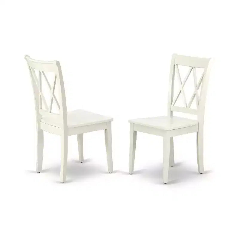 HomeStock Set tavolo da pranzo 5 pezzi in legno massello con finitura in lino bianco e 4 sedie