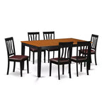 Victorian Dining Set - 7 Piece Table & Chair Set - Rectangle Kitchen Table with Leaf - Black & Cherry Finish
