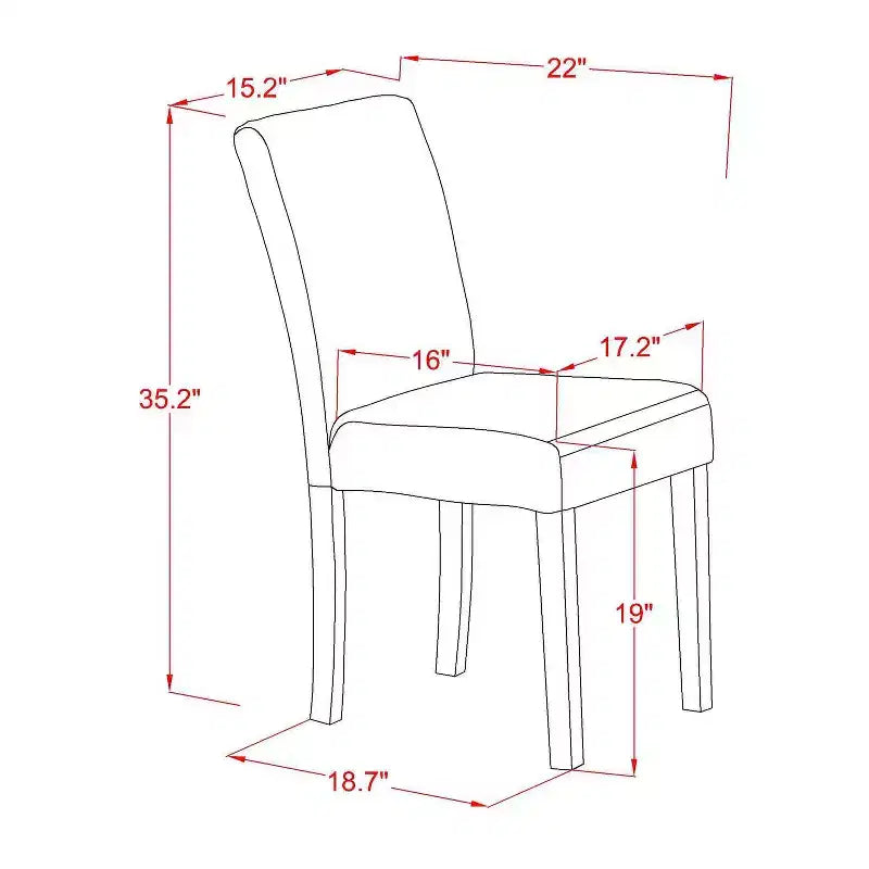Set da pranzo rotondo 5 pz - Tavolo da 36" e 4 sedie - Tessuto in lino, gambe in mogano - Elegante arredamento per sala da pranzo