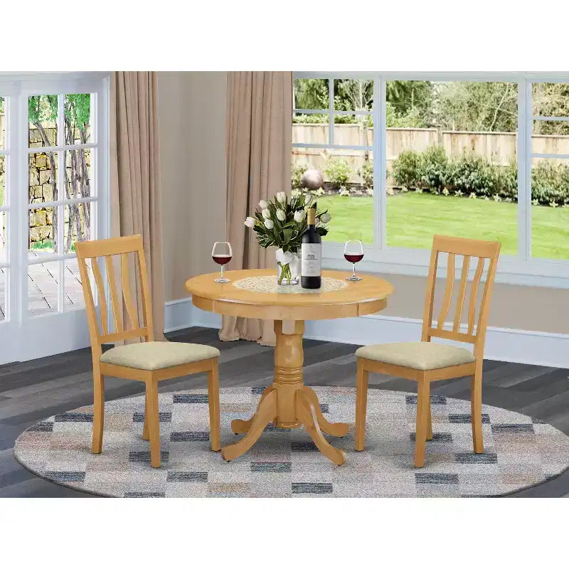 Set da pranzo rococò - Tavolo rotondo con 2 sedie eleganti - Mobili in stile antico