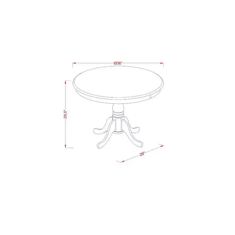 HomeStock Tavolo da pranzo rotondo da 5 pezzi con piano in legno massello e finitura bianca lino e 4 sedie Parson