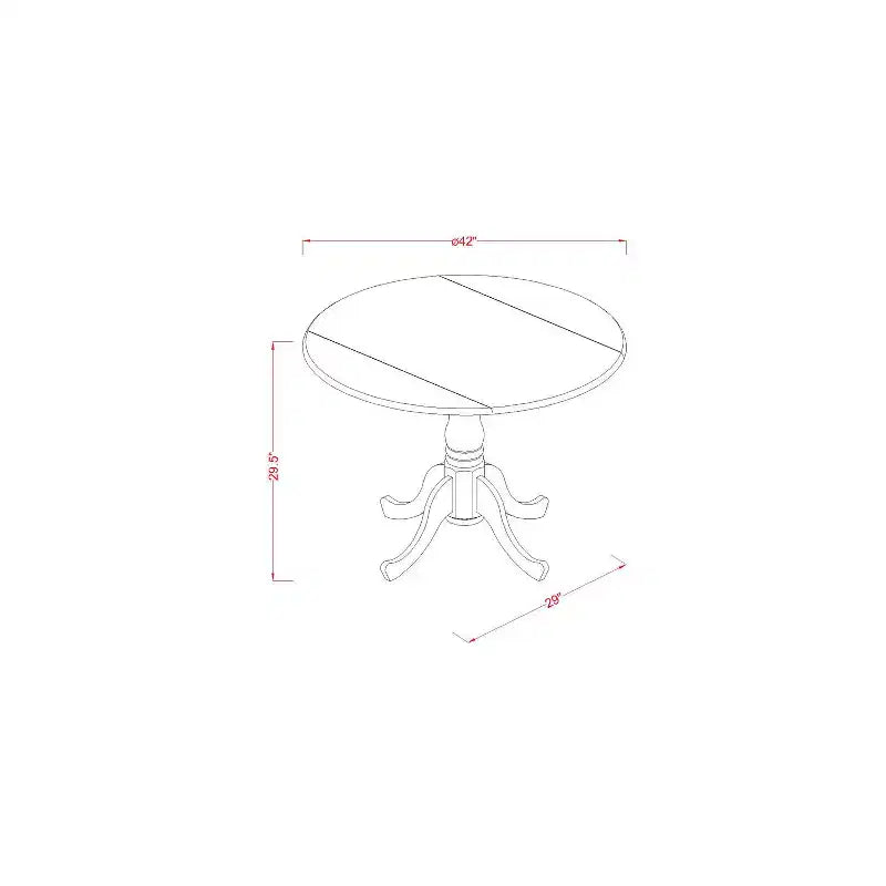 Tavolo da pranzo HomeStock con piano rotondo in legno massello e 4 sedie, finitura rovere naturale, 5 pezzi