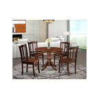 HomeStock Set da pranzo 5 pezzi: Tavolo in legno massello finitura mogano con 4 sedie con schienale a doghe