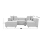 Divano angolare in velluto con chaise longue a destra e pouf HL Home Furnishings