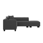 Divano angolare in velluto con chaise longue a destra e pouf HL Home Furnishings
