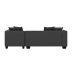 Divano angolare in velluto con chaise longue a destra e pouf HL Home Furnishings