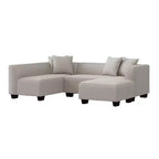 Divano angolare in velluto con chaise longue a destra e pouf HL Home Furnishings