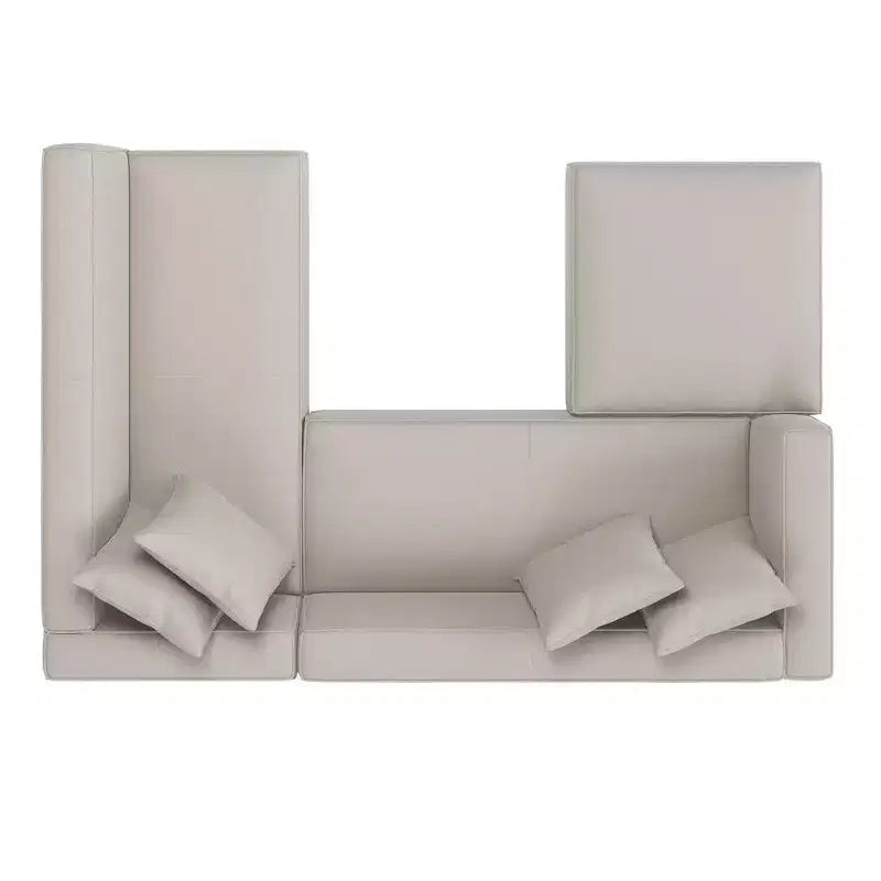 Divano angolare in velluto con chaise longue a destra e pouf HL Home Furnishings
