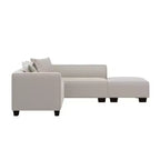Divano angolare in velluto con chaise longue a destra e pouf HL Home Furnishings