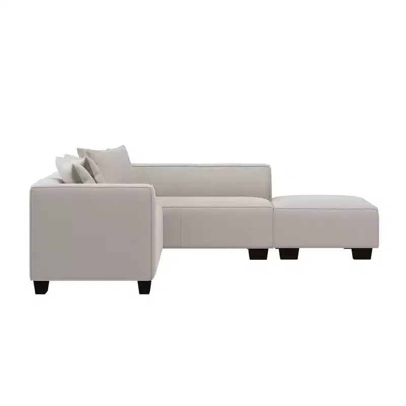 Divano angolare in velluto con chaise longue a destra e pouf HL Home Furnishings