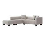 Divano angolare in velluto con chaise longue a destra e pouf HL Home Furnishings