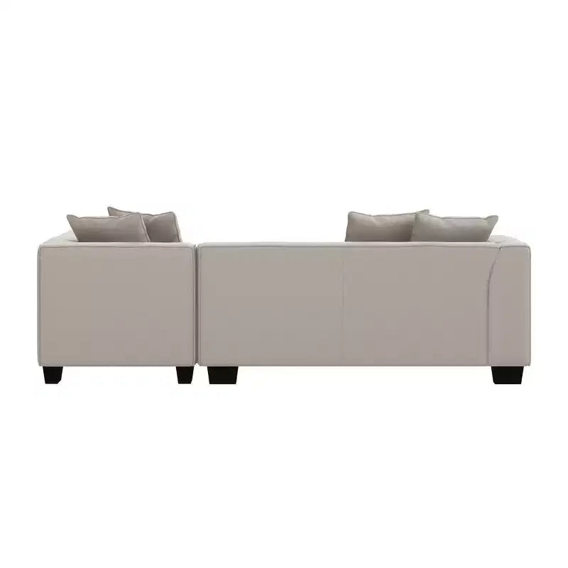 Divano angolare in velluto con chaise longue a destra e pouf HL Home Furnishings