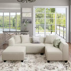 Divano angolare in velluto con chaise longue a destra e pouf HL Home Furnishings