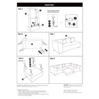 Divano angolare in velluto con chaise longue a destra e pouf HL Home Furnishings