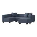Divano angolare in velluto con chaise longue a destra e pouf HL Home Furnishings
