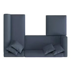 Divano angolare in velluto con chaise longue a destra e pouf HL Home Furnishings