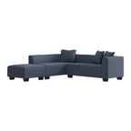 Divano angolare in velluto con chaise longue a destra e pouf HL Home Furnishings
