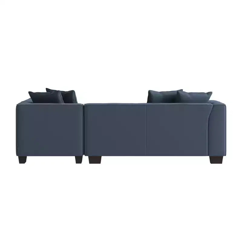 Divano angolare in velluto con chaise longue a destra e pouf HL Home Furnishings
