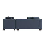 Divano angolare in velluto con chaise longue a destra e pouf HL Home Furnishings
