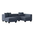 Divano angolare in velluto con chaise longue a destra e pouf HL Home Furnishings